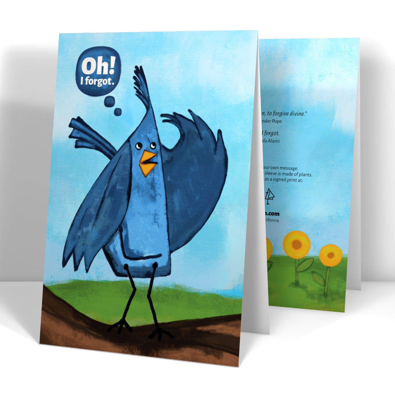 Painting of a bird in a puzzled state