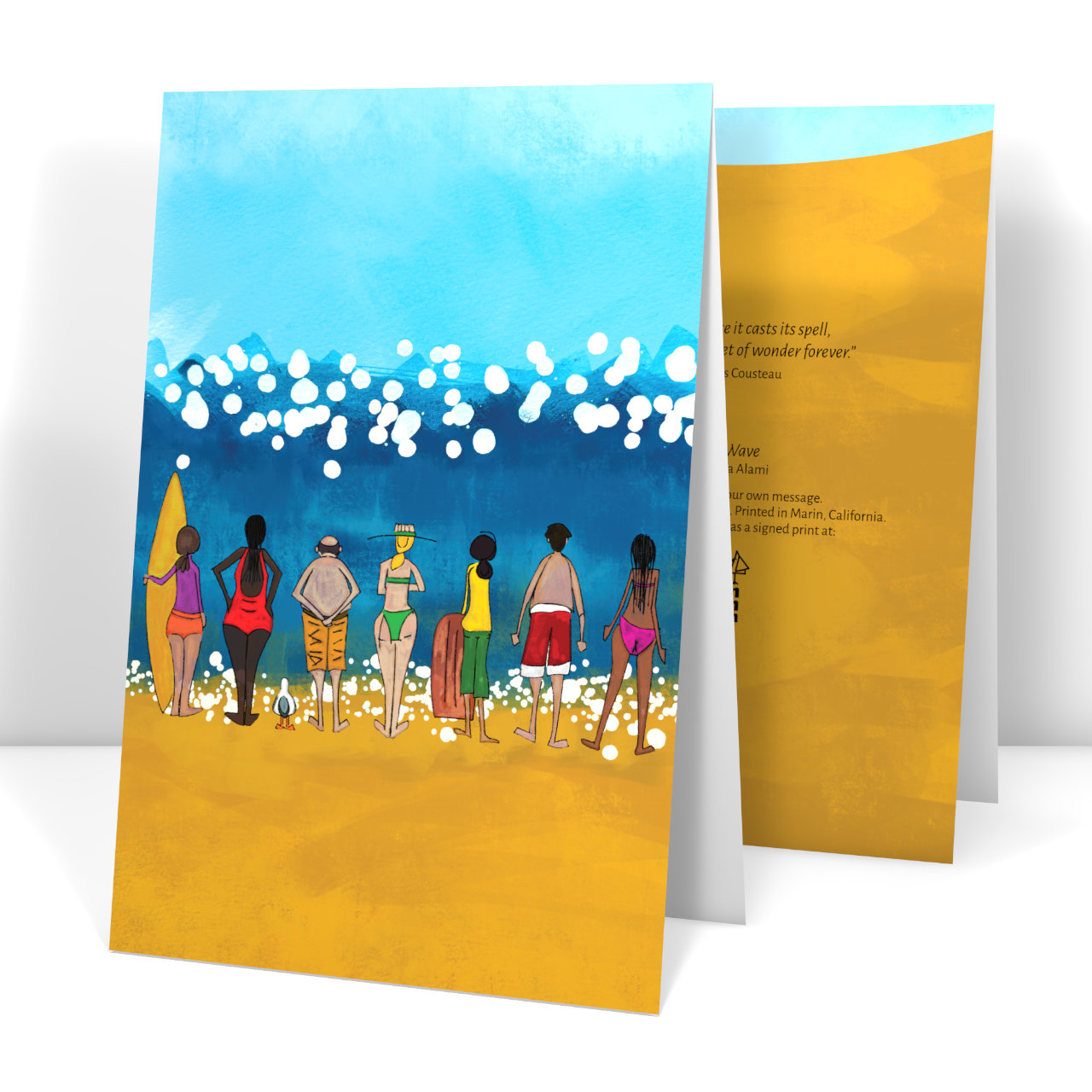 Painting of people watching the wave.