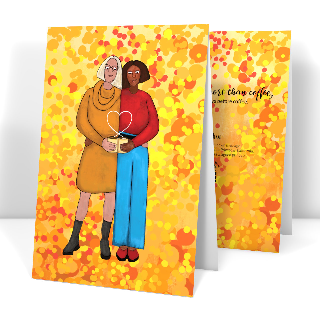 Painting of two people drinking coffee.
